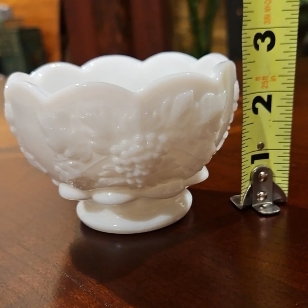 Westmoreland Milk Glass Paneled Grape & Vine Small Bowl Trinket Dish